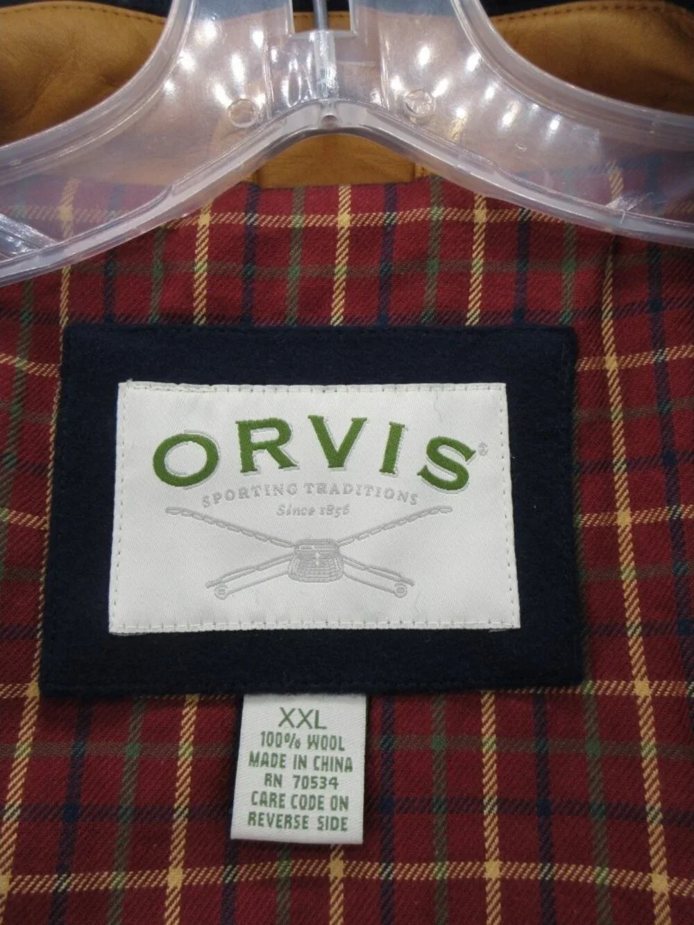 Orvis Jacket XXL Navy Wool Barn Chore Coat Field Hunting Plaid Lined